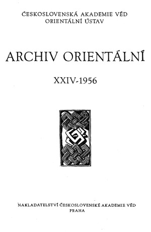 Archiv orientální. V. XXIV. Praha: Orientál institute. 1956.