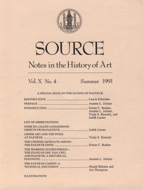 Source. Notes in the History of Art. A special issue on the dating of Pazyryk. Ars Brevis Foundation, Inc. Vol. X. No. 4. Summer 1991.